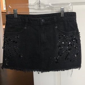 Free People black denim skirt